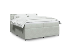 Cama Box Spring Con Colchón Terciopelo Gris Claro 200x200 Cm