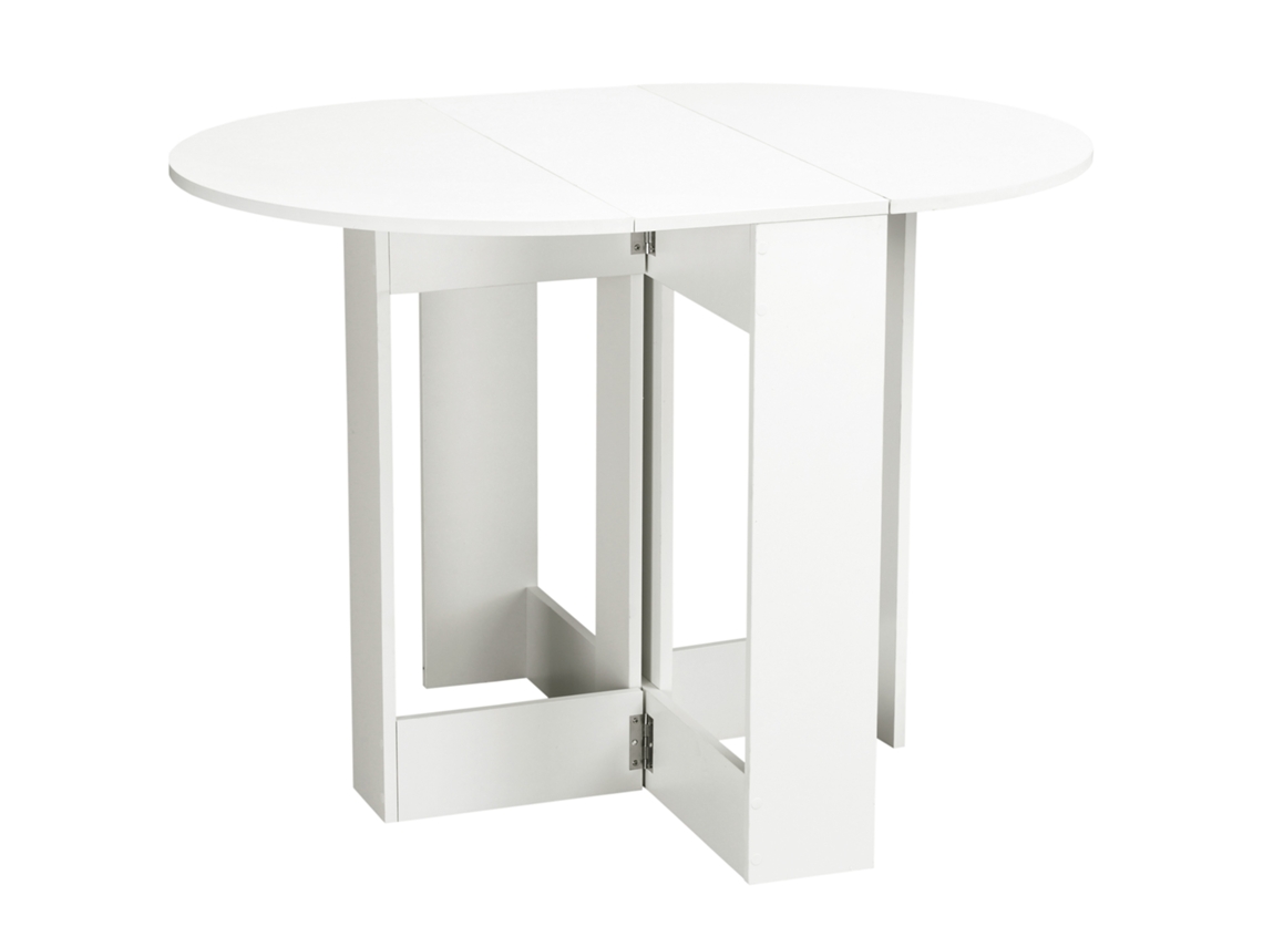Mesa de cocina flexible Salle À Manger 2 Abattants - Mesa ovalada extensible - 104l x 76l x 73,7h cm en madera blanca