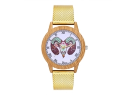 Reloj De Pulsera Unisex Con Correa De Malla Y Patrón Animal Dial Redondo Oro