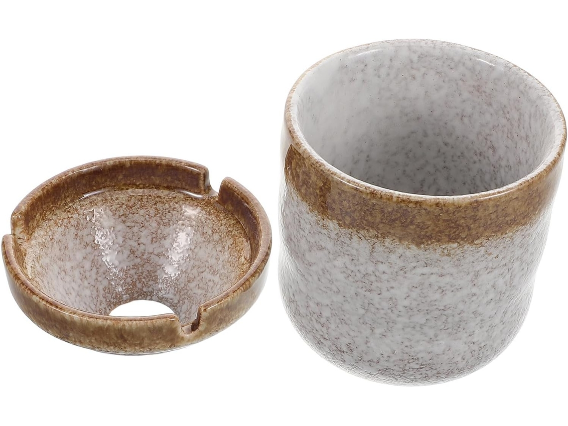 Cenicero Cerámica Moderno Diseño Retro Japonés Chino Forma Embudo Resistente Viento Decorativo Patio