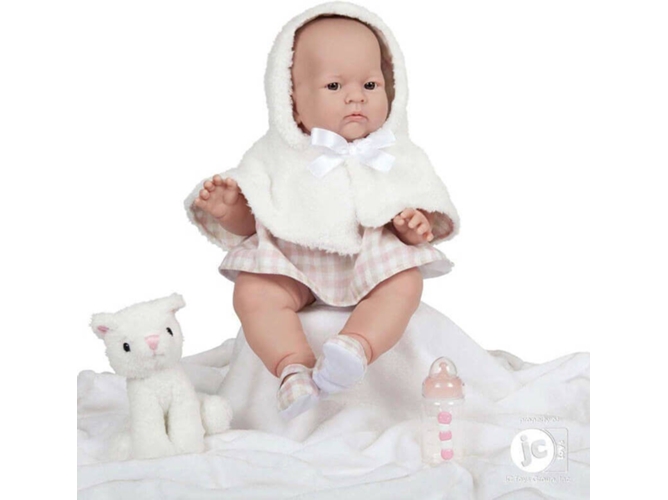 Muñeca DISFRAZZES Infantil Cuerpo de Goma con Vestido (46 cm - Rosa y Blanco)