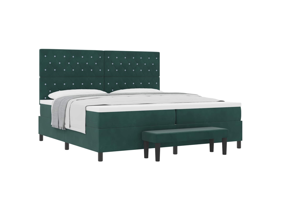 Maison Exclusive - Cama Tipo Box Spring Verde Oscuro 200 X 200 Cm Terciopelo