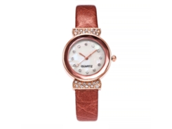 Reloj De Pulsera Para Mujer Con Cristales De Cuarzo, Correa De Piel Sintética, Esfera Pequeña Marrón, Vansvar
