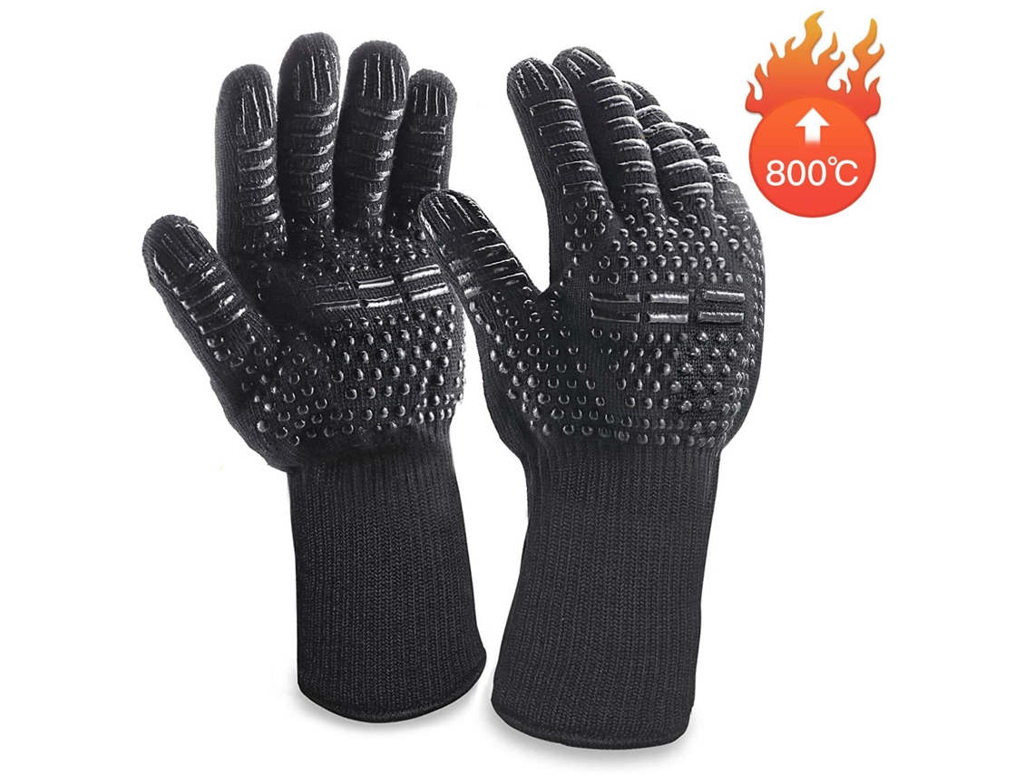 2 guantes resistentes al calor para horno y barbacoa, de silicona negra, Tommy01