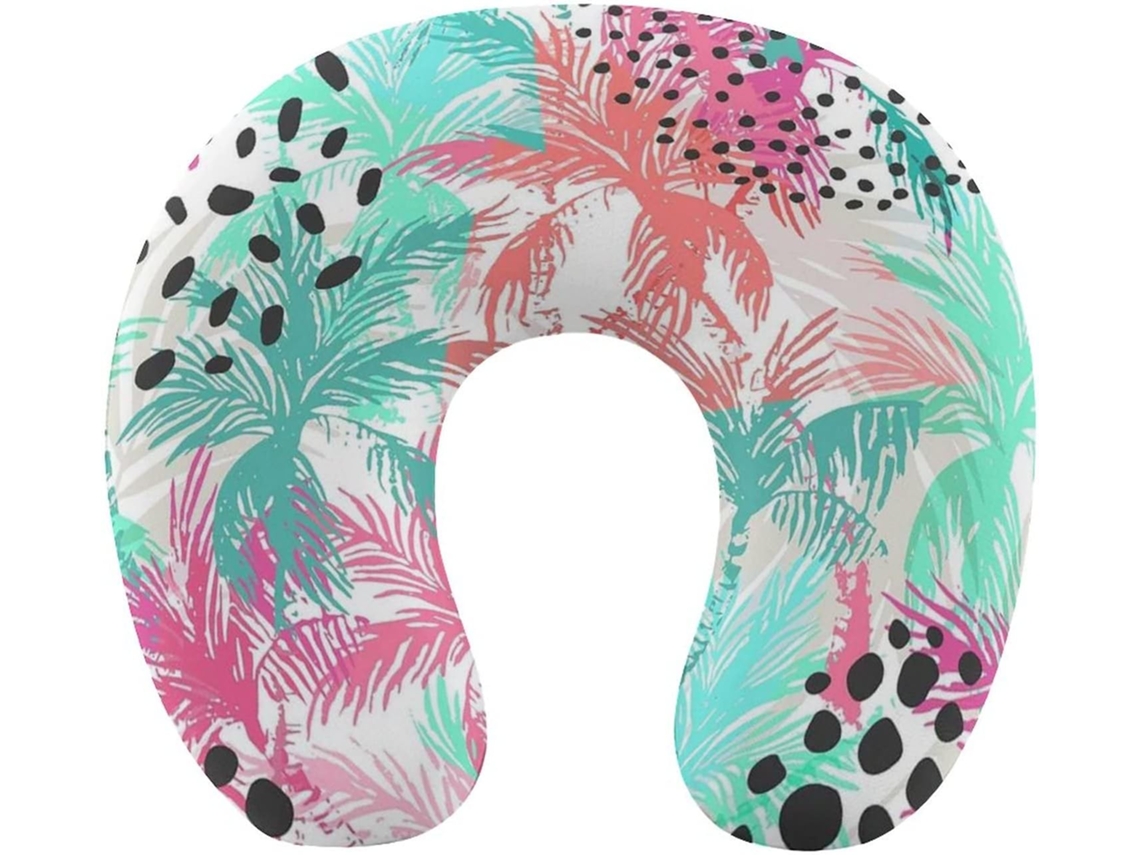 Almohada Viaje Palmeras Coloridas Espuma Viscoelástica Viscoelástica Fácil Relajación Cómodos