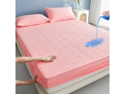Protector De Colchón Impermeable Con Textura De Jazmín Y Correas Elásticas (rosa/200x200cm) Gertiz