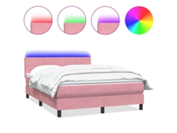 Maison Exclusive - Cama Box Spring Con Colchón Y Led Terciopelo Rosa 160x210 Cm