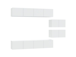 Conjunto de mueble para TV de 6 piezas, madera procesada, blanco, MAISON EXCLUSIVE