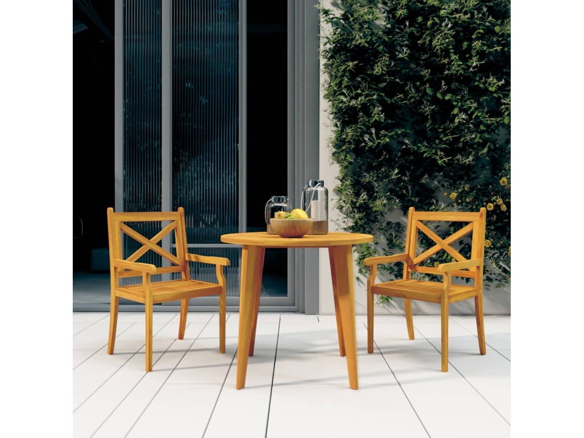 Juego de comedor de jardín de 2 piezas de madera maciza de acacia Dkd Home Decor