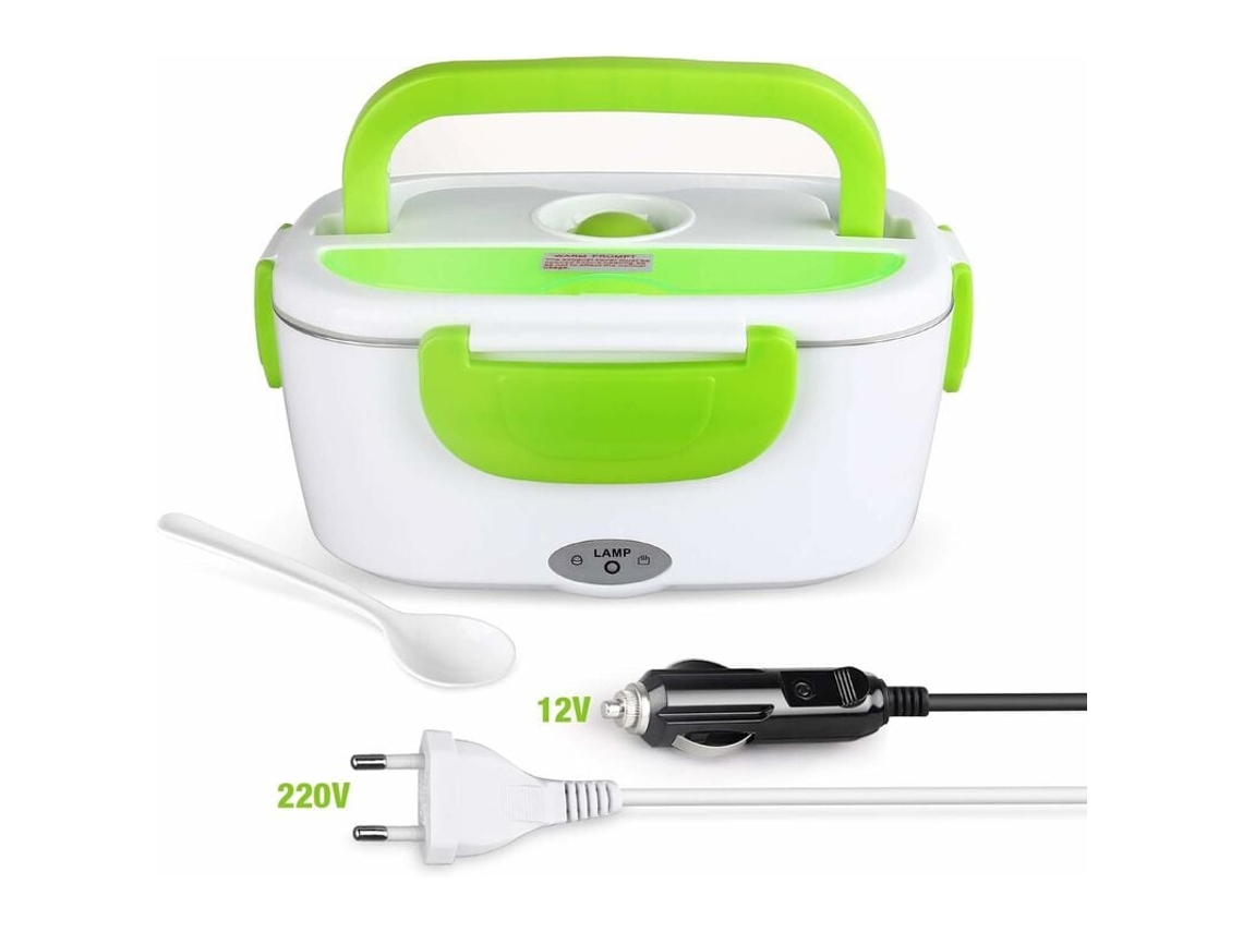 Innovadora lonchera eléctrica, hecha de material apto para uso alimentario que calienta cómodamente tus comidas, compartimento extraíble y portátil, ideal para llevar.