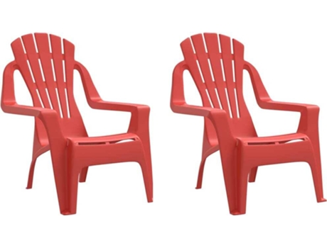 Conjunto 2 Sillas de jardín niños VIDAXL aspecto madera PP rojo (37x34x44 cm)
