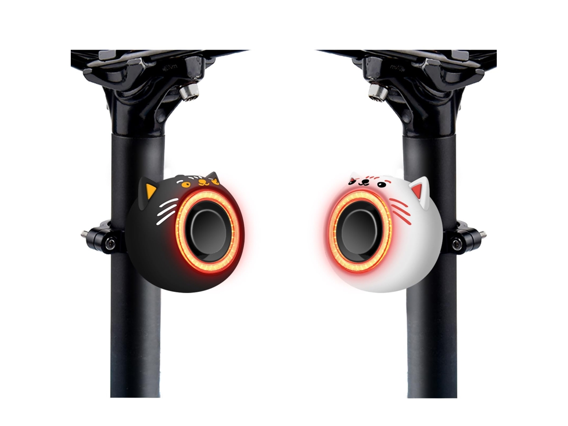 Bonita Funda Para Luz Trasera De Bicicleta Con Forma De Gatito, Cómoda Y Segura, Con Silicona Suave, Recargable Y Alarma Antirrobo Para Bici