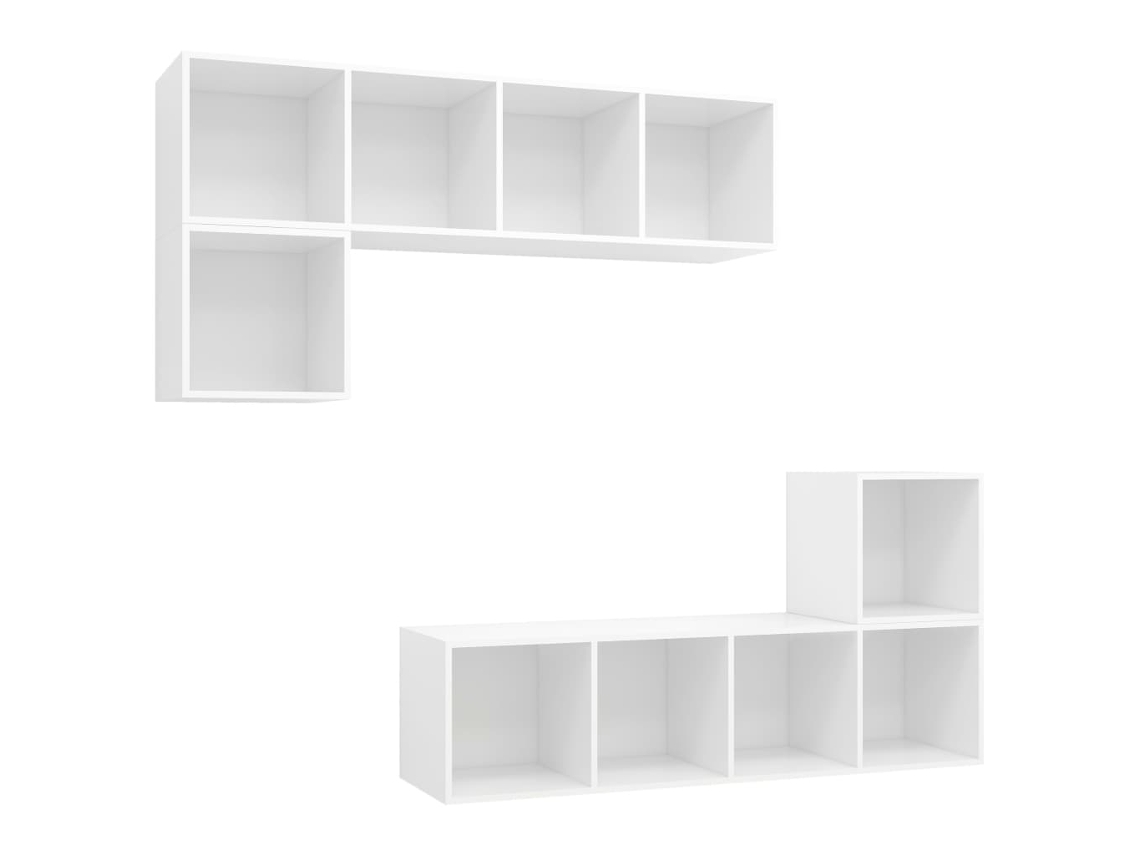 vidaXL Juego de mueble para TV de 4 piezas madera contrachapada blanco
