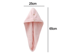 Toalla TRUYUETY Turbante Gruesa Secado Botón Gorro Terciopelo Rosa (Talla Única)