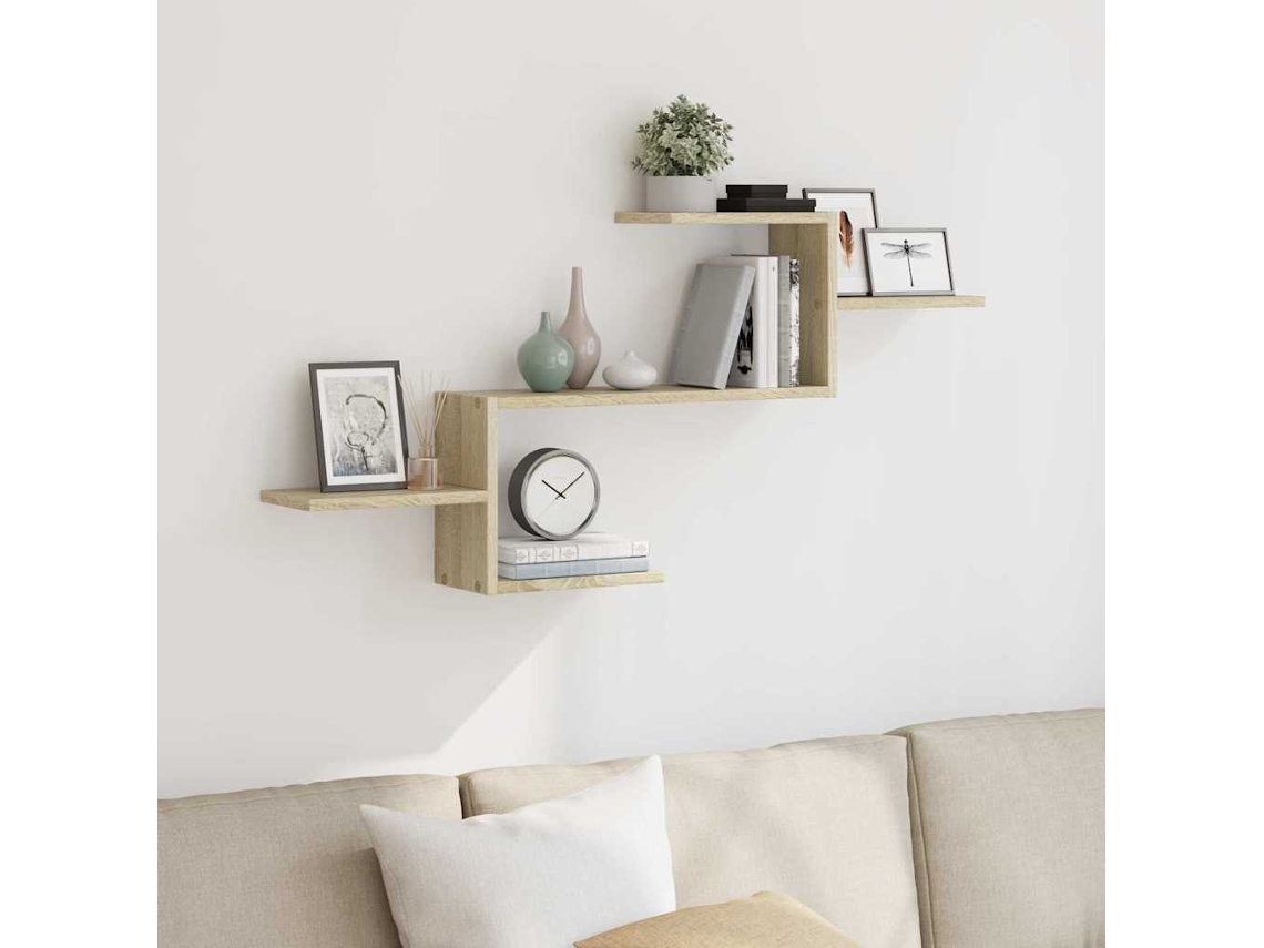 Estante De Pared | Estante Flotante | Estantería Pared Madera Ingeniería Roble Sonoma 104x15x49 Cm