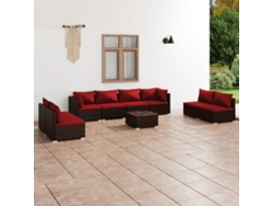 Conjunto de jardín de 9 piezas con cojines de mimbre marrón de DKD Home Decor