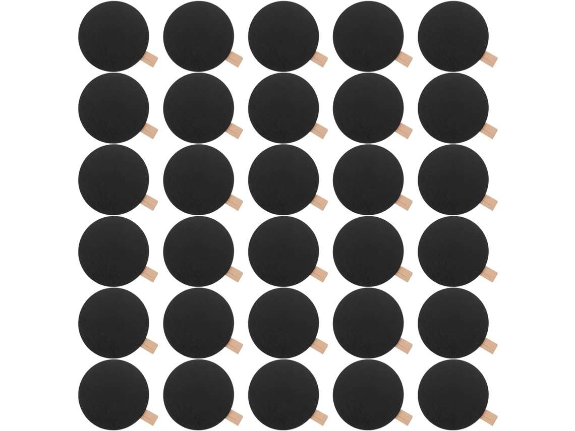 Juego De 50 Mini Pizarras Redondas De Madera Con Pinzas.