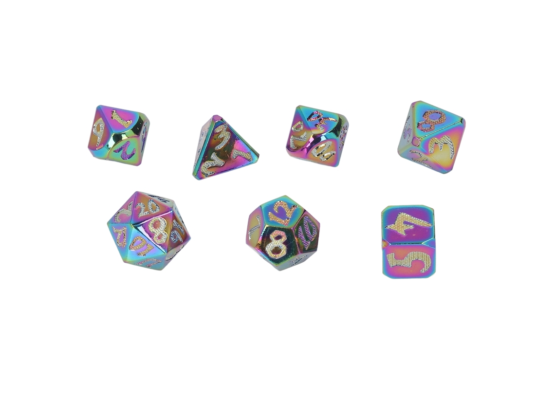 7 Dados Poliédricos De Metal Con Números Transparentes, Portátiles, Para Juegos De Rol Y De Mesa.