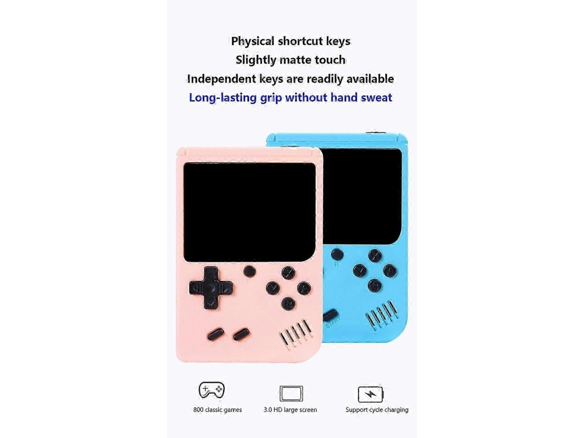 Consola infantil retro azul GOKOCO con 500 juegos, recargable y conectable al televisor.