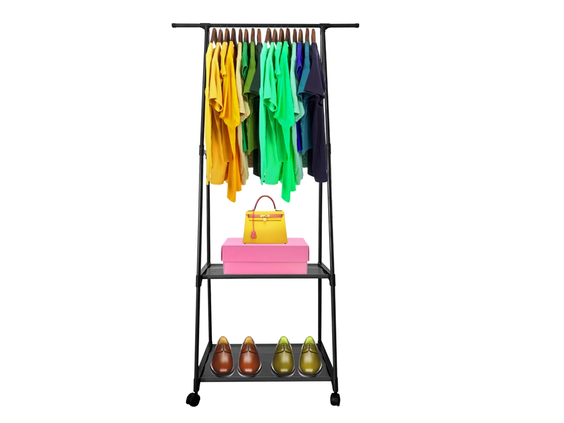 Perchero Burro Majestic NYANA Home 160x55x42 cm 3 baldas, 1 barra superior Negro