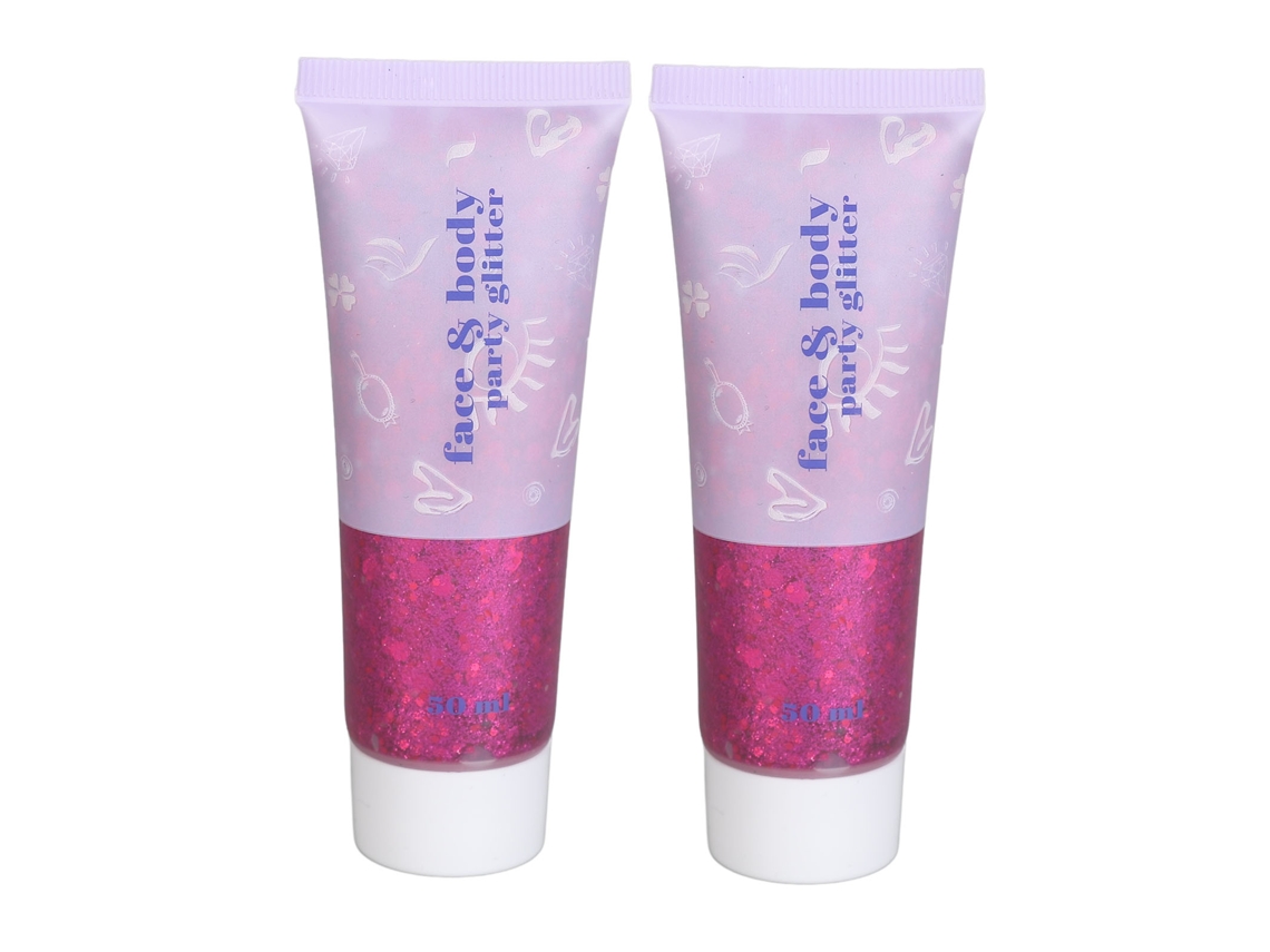 Gel corporal con purpurina, 2 unidades, 50 ml, rosa y rojo, para fiestas