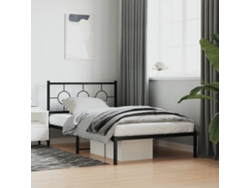 Estructura Cama Sin Colchón Con Cabecero Metal Negro 107x203 Cm