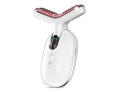 Masajeador de cuello y rostro para el cuidado de la piel y papada con energía térmica vibratoria blanco y plateado Bestvite