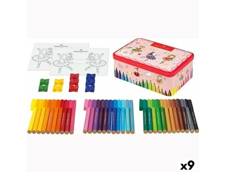 Rotuladores de Punta de Fieltro FABER-CASTELL connector bailarina caixa de metal 9 unidades