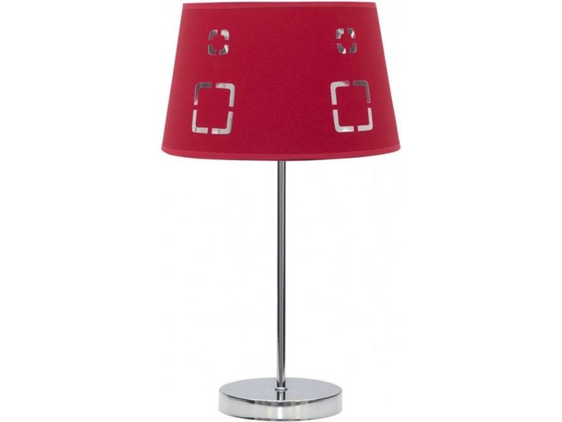 Lámpara de Mesa FABRILAMP Celaya (Rojo - Metal, Tejido - 43x25 cm)