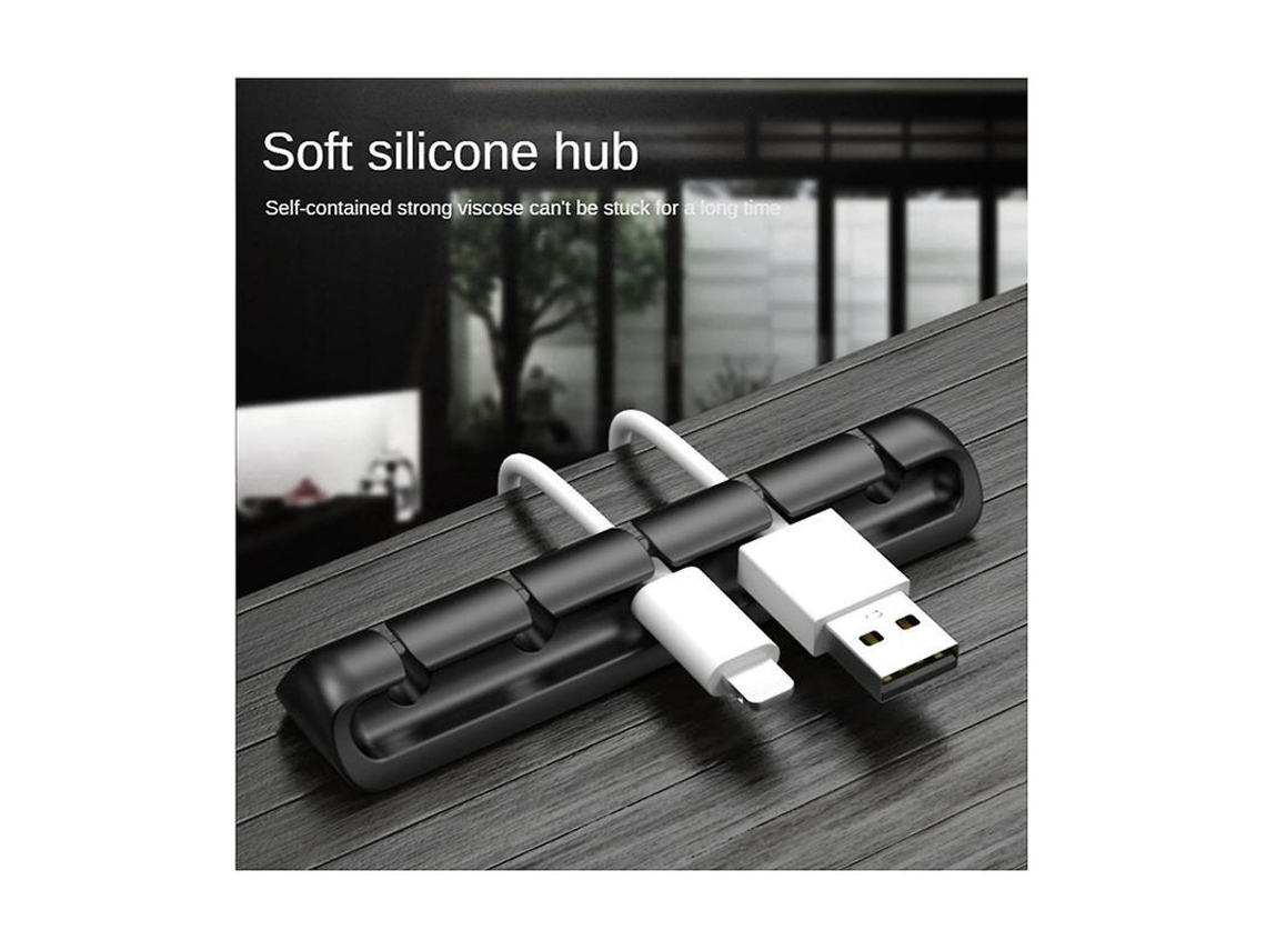 6 Soportes Flexibles Inteligentes De Color Negro Y Gris Para Cables De Auriculares Usb Y Gestión De Cables