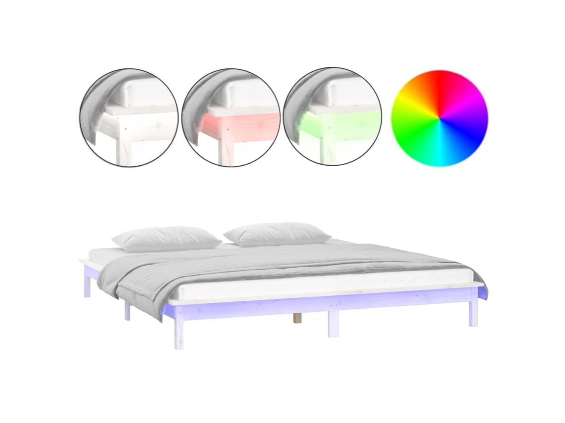 Maison Exclusive - Estructura Cama Led Sin Colchón Madera Maciza Blanco 120x200 Cm