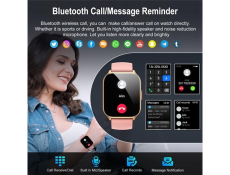 Smartwatch (Hacer/Recibir Llamadas) Bluetooth para Teléfono Android iPhone Reloj Deportivo Digital Impermeable para Exteriores Rastreador de Salud ...
