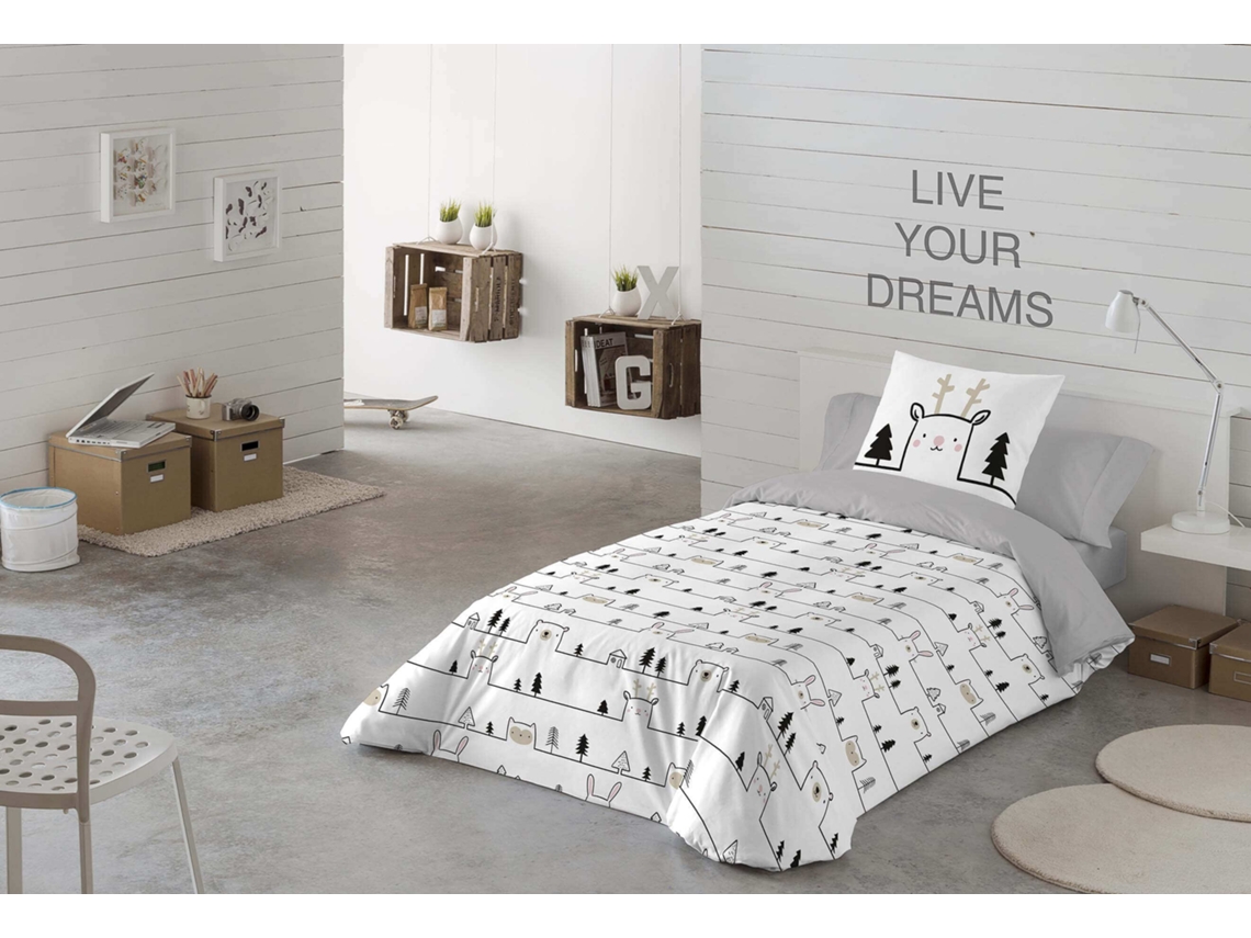 FUNDA NÓRDICA ESTAMPADA CAMA 90 ALGODÓN EXTRA SUAVE FABRICADO EN ESPAÑA HOUSE ANIMALS ICEHOME