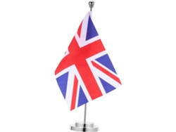 Bandera De Mesa Miniatura Con La Union Jack De 33 X 7 Cm, Con Base De Poliéster Y Soporte De Acero. Juego De Banderas