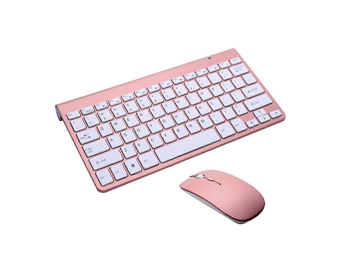 Mini teclado inalámbrico ultrafino de 2,4 GHz con ratón para casa y oficina Ly Ebike (oro rosa, sin batería)