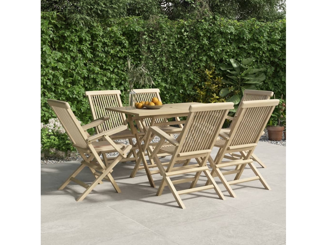 Sillas de jardín plegables (6 unidades, 56 x 61 x 89 cm), color gris teca maciza, DKD Home Decor