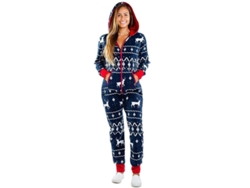 Pijama de Nochevieja con capucha de manga ancha, poliéster suave, talla S, azul.