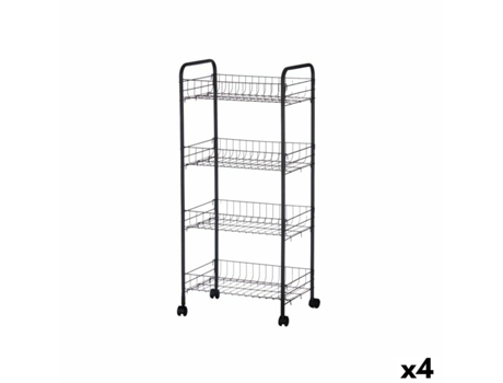 Carrito Verdulero Negro Metal Plástico 40,5x27x82,5 cm (4 Unidades)