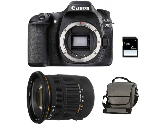 Kit Cámara Réflex CANON EOS 80D + Sigma 17-50 F2,8 DC OS EX HSM + Bolsa + SD 4Go