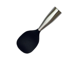 Espátula de silicona antiadherente para arroz con mango ergonómico, resistente al calor hasta 230 °C, color negro.