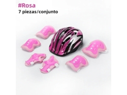 Conjunto rosa de 7 piezas para patinaje infantil: casco de seguridad, rodilleras y coderas. Mdug