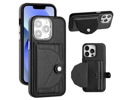 Funda Mobile Phone Cases Shockproof With Card para iPhone 13 Pro Piel Marrón