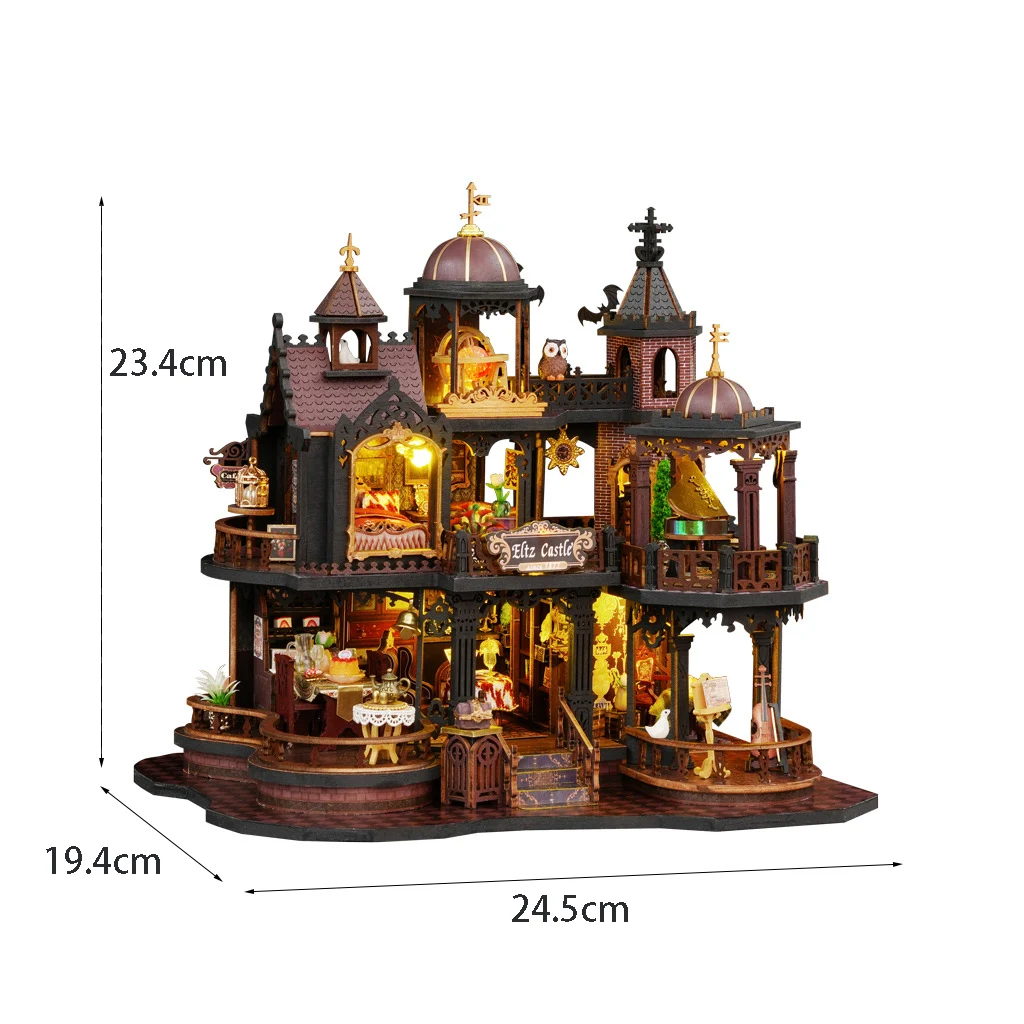 Kit De Construcción De Casa De Muñecas Medieval En 3d. Modelo De Madera Estilo Escocés.