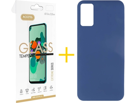 Funda y Protector de Vidrio Samsung Galaxy A41 ACCETEL Silicona Líquida Azul