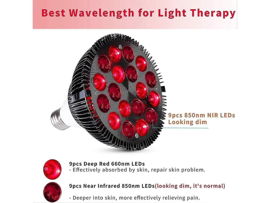 Lámpara de terapia de luz roja, dispositivo infrarrojo de 54 W y 18 LED, combina rojo 660 N GOKOCO