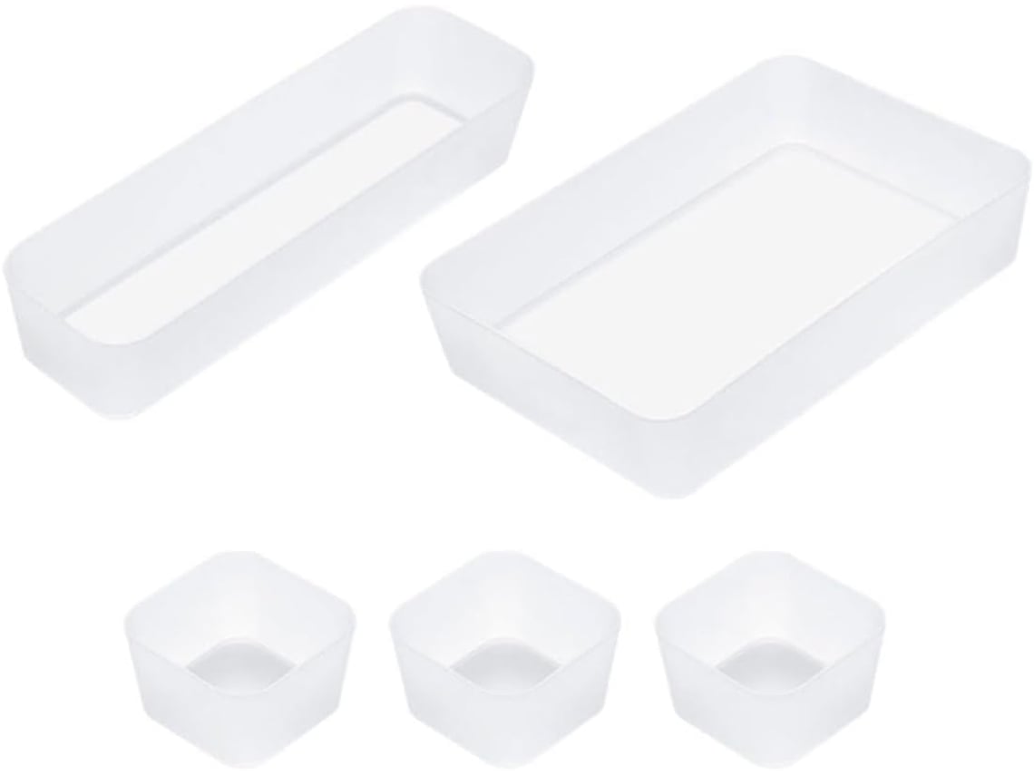 Caixas Organizadoras Quadradas Solustre,s Ao Desgaste E Quebras, Kit De 5 Peças, Multiuso, Feitas De Plástico Pp