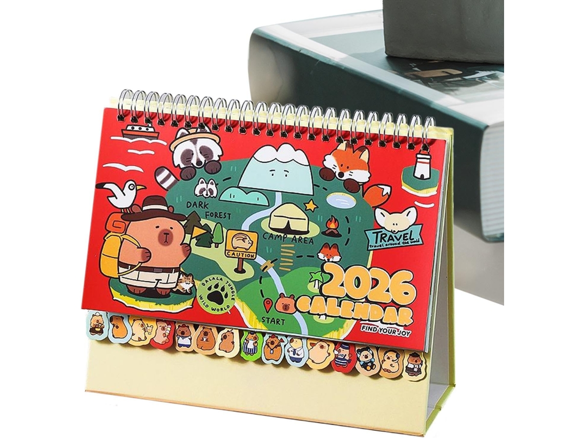 Calendario De Oficina, Planificador 2026 Con Diseño De Capibara De Dibujos Animados - De De Pie 12 Para Amigos