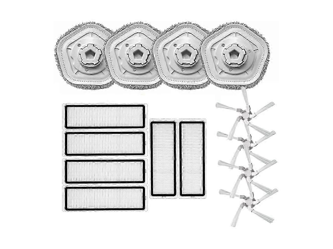 Accesorios para aspiradora Bot W10: cepillo lateral, filtro HEPA, paño de mopa, repuestos y accesorios.