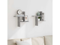 Estantes Pared | Estante Flotante | Estantería Pared 2 Uds Madera Ingeniería Gris Hormigón 38x12x38cm