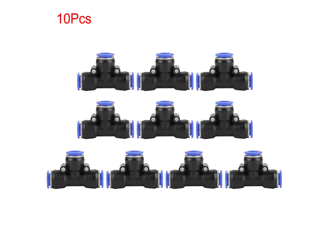 10 Piezas Conector T De 3 Vías De Manguera De Aire Od 12mm Rápido Para Neumática